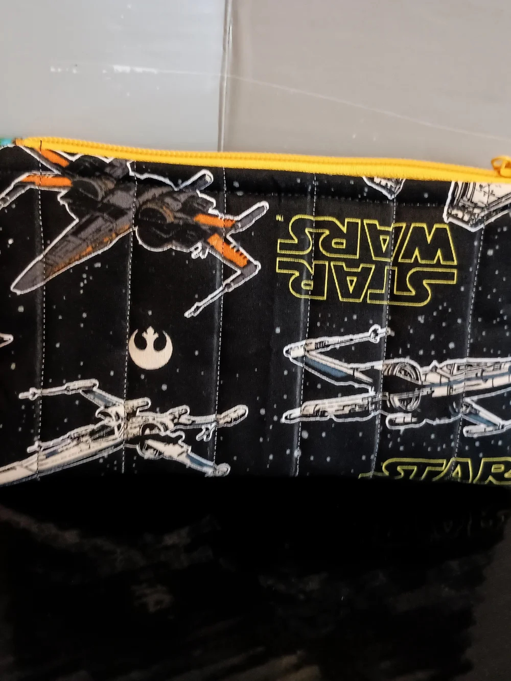 Hand Crafted Star Wars Black X-Wing Quilted Laptop And Accessories Bags